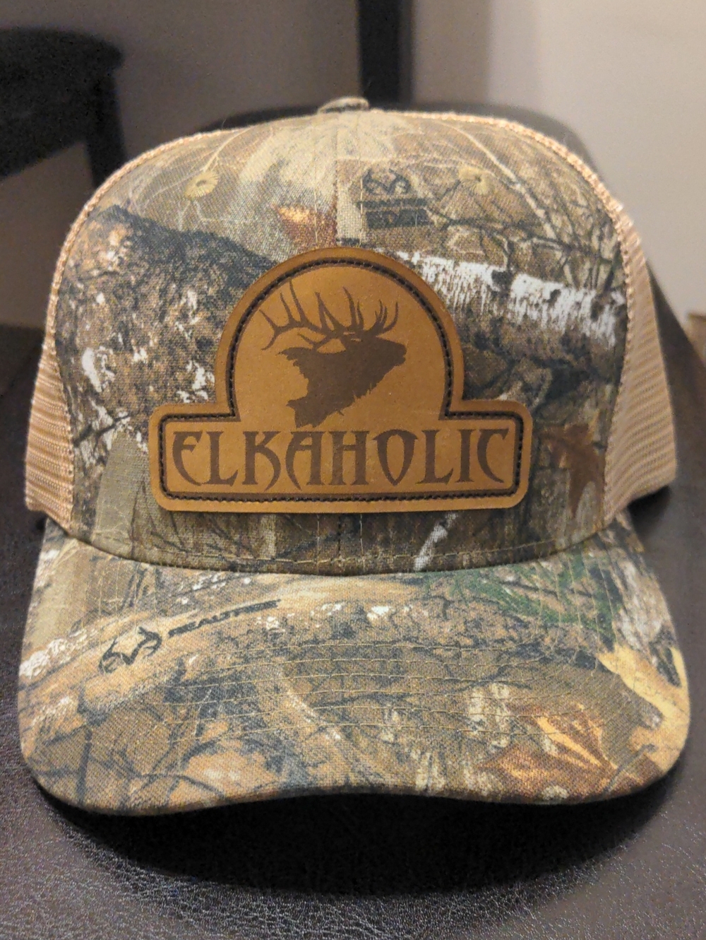 Elkaholic Deer Camo Trucker Hat Brown/Green Camouflage Realtree Edge Rugged